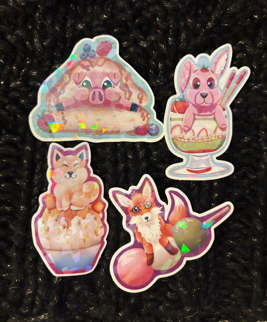 Japanese Dessert Critters Holo Stickers